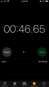 Stopwatch of how long it took to register