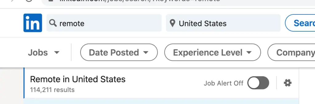Remote job postings on LinkedIn