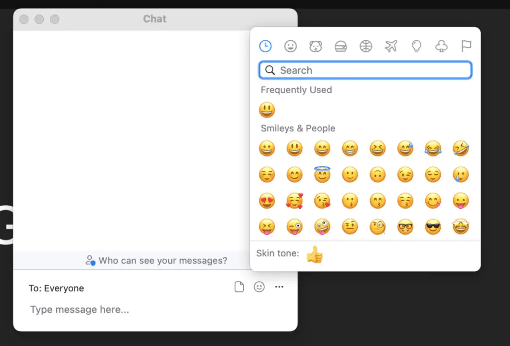 Zoom chat with emojis
