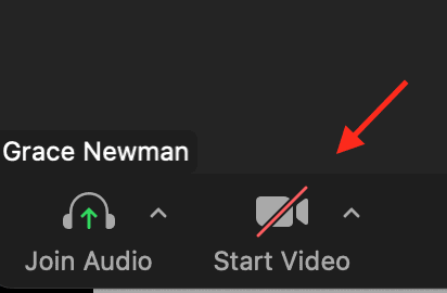 Zoom with arrow to Start video button