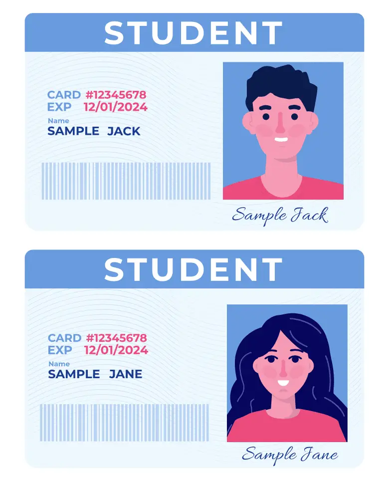 Two sample Student ID cards
