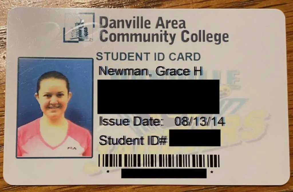 Picture of my student ID from my local community college (Danville Area Community College)