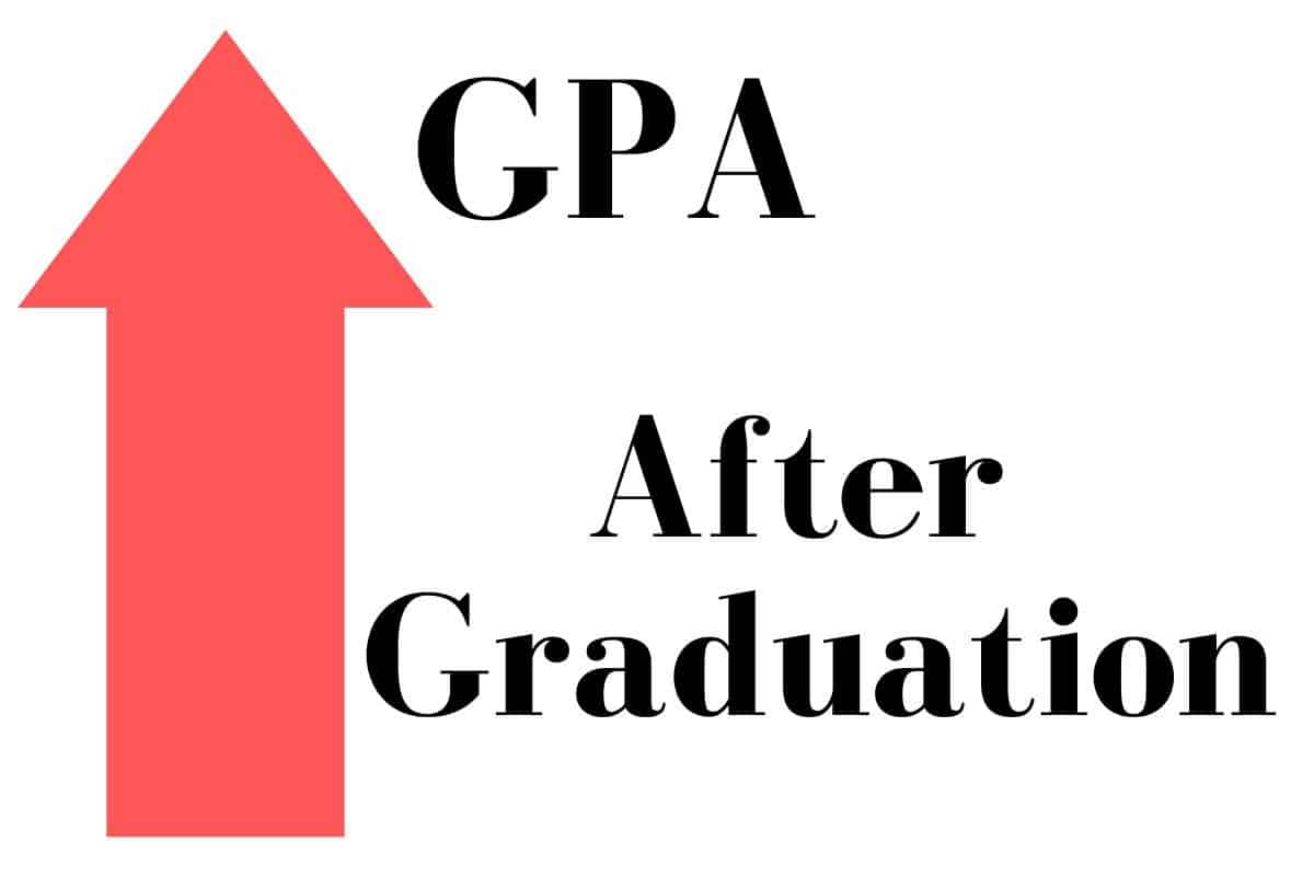 An arrow (for increase) and then the words "GPA After Graduation)